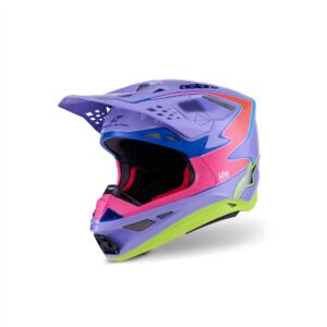 Alpinestars Supertech S-M10 Jett Lawrence Motocross Helmet Purple/Pink Fluoro/Yellow Fluoro Gloss - Image 1