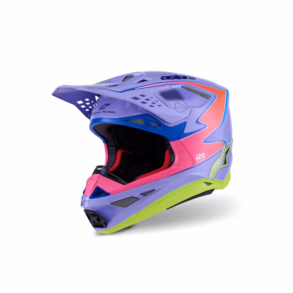 Alpinestars Supertech S-M10 Jett Lawrence Motocross Helmet Purple/Pink Fluoro/Yellow Fluoro Gloss