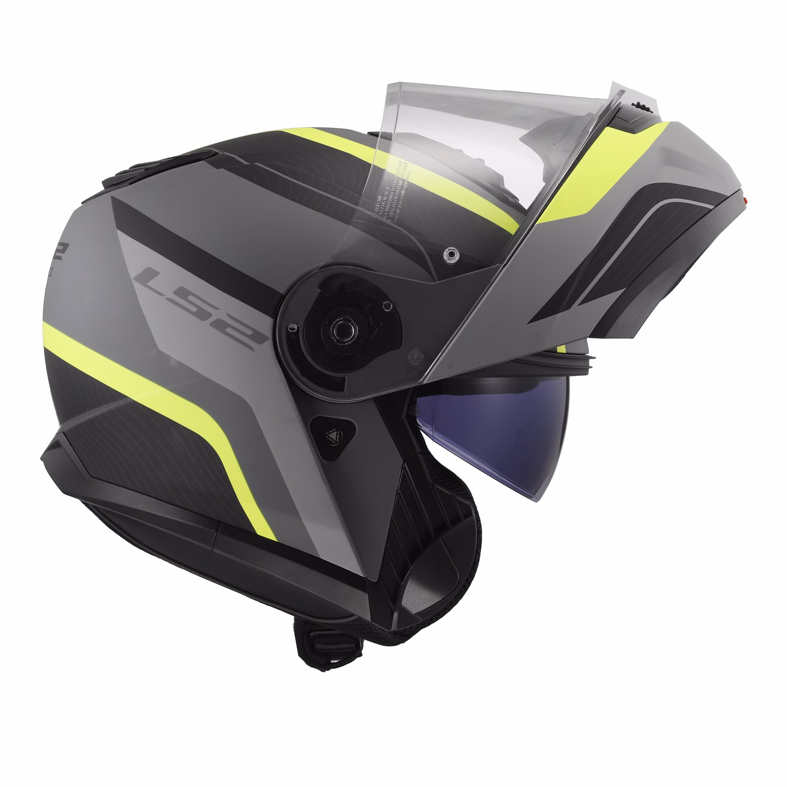 LS2 FF908 Strobe II Monza Flip Front Helmet Matte Black / Hi-Vis Yellow - Image 5
