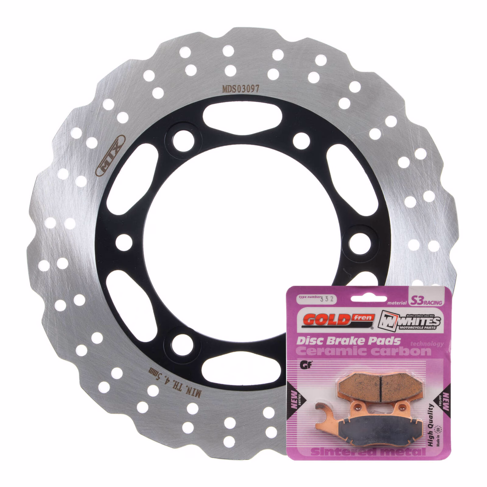Brake Disc & Pad Rear Kit - Kawasaki EX300 Ninja '13-'17 - Wave - Image 1