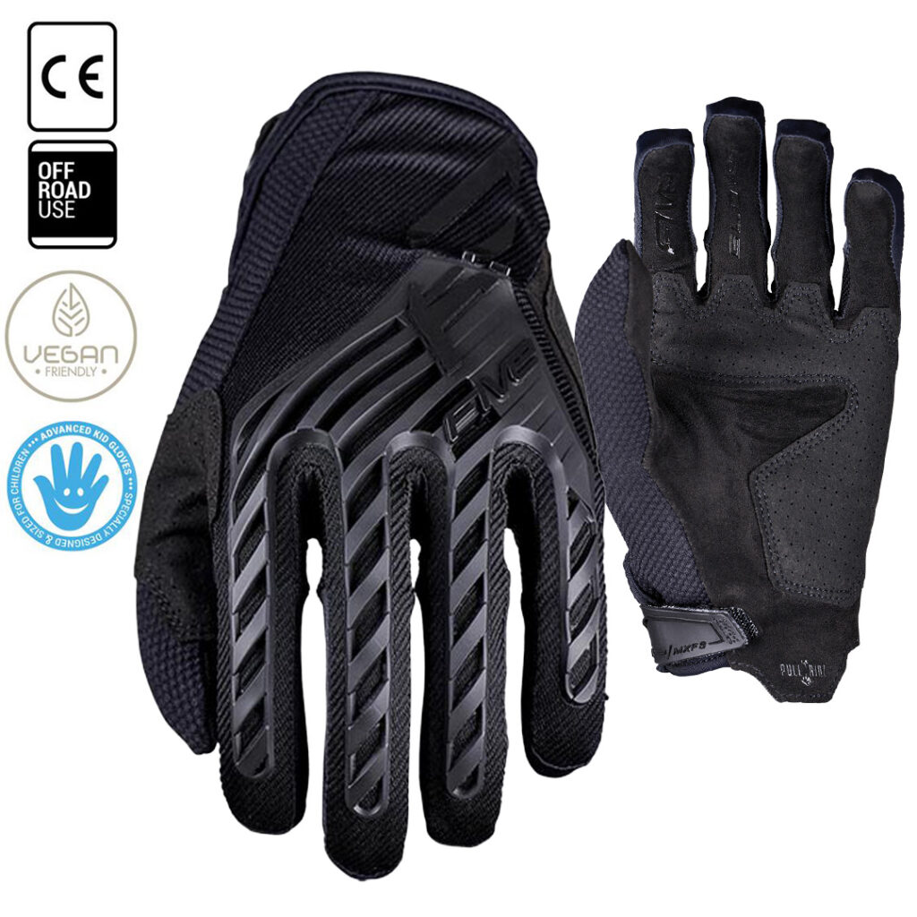 Five MXF3 EVO Motocross Gloves Kids Black