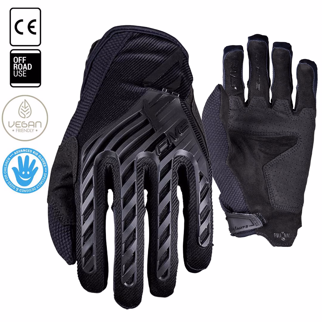 Five MXF3 EVO Motocross Gloves Kids Black - Image 1
