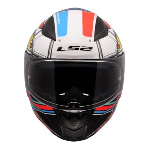 LS2 FF353 Rapid II XDron Road Helmet - White / Hi-Vis Orange / Blue - Image 8