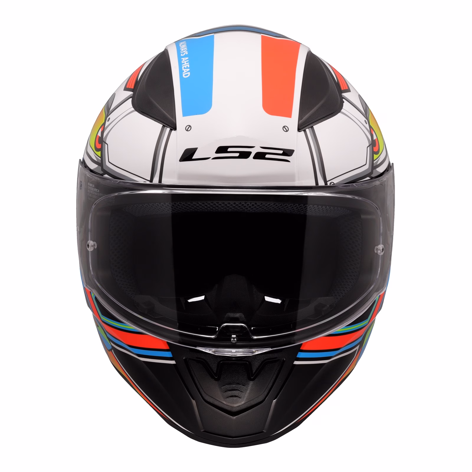 LS2 FF353 Rapid II XDron Road Helmet - White / Hi-Vis Orange / Blue - Image 8