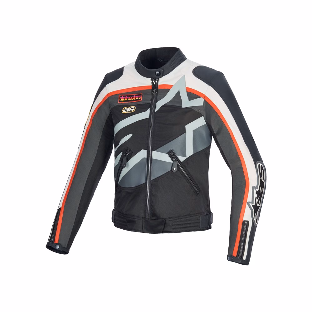 Alpinestars Idles Leather/Textile Road Jacket Off White/Flame Red/Black
