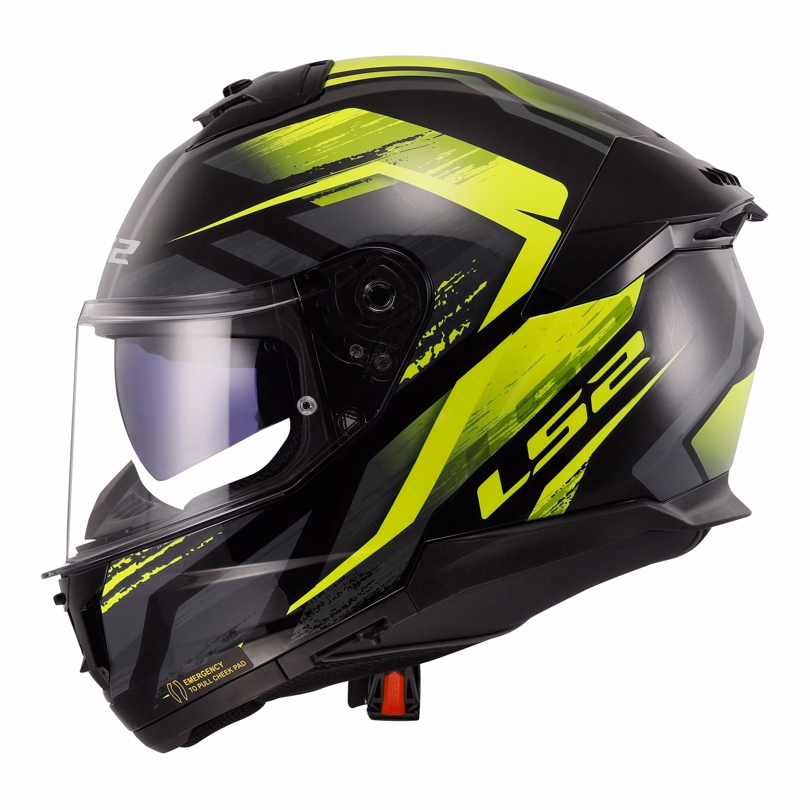 LS2 FF808 Stream II Fury Road Helmet Black / Hi-Viz Yellow - Image 2