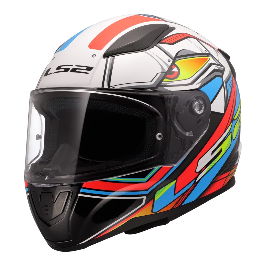 LS2 FF353 Rapid II XDron Road Helmet - White / Hi-Vis Orange / Blue