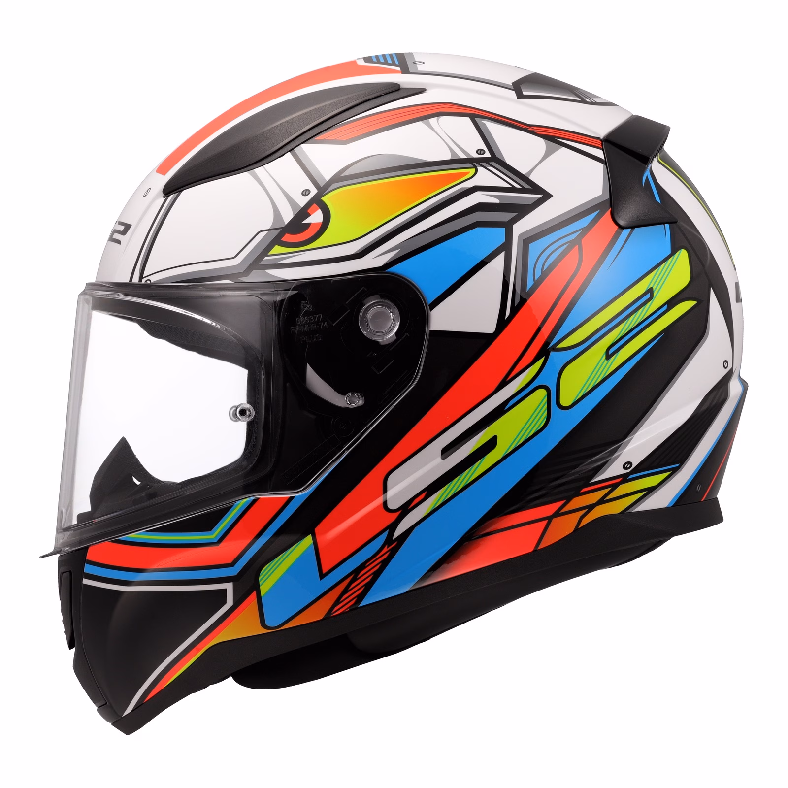 LS2 FF353 Rapid II XDron Road Helmet - White / Hi-Vis Orange / Blue - Image 2