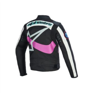 Alpinestars Idles Leather/Textile Road Jacket Black/Off White/Purple - Image 2