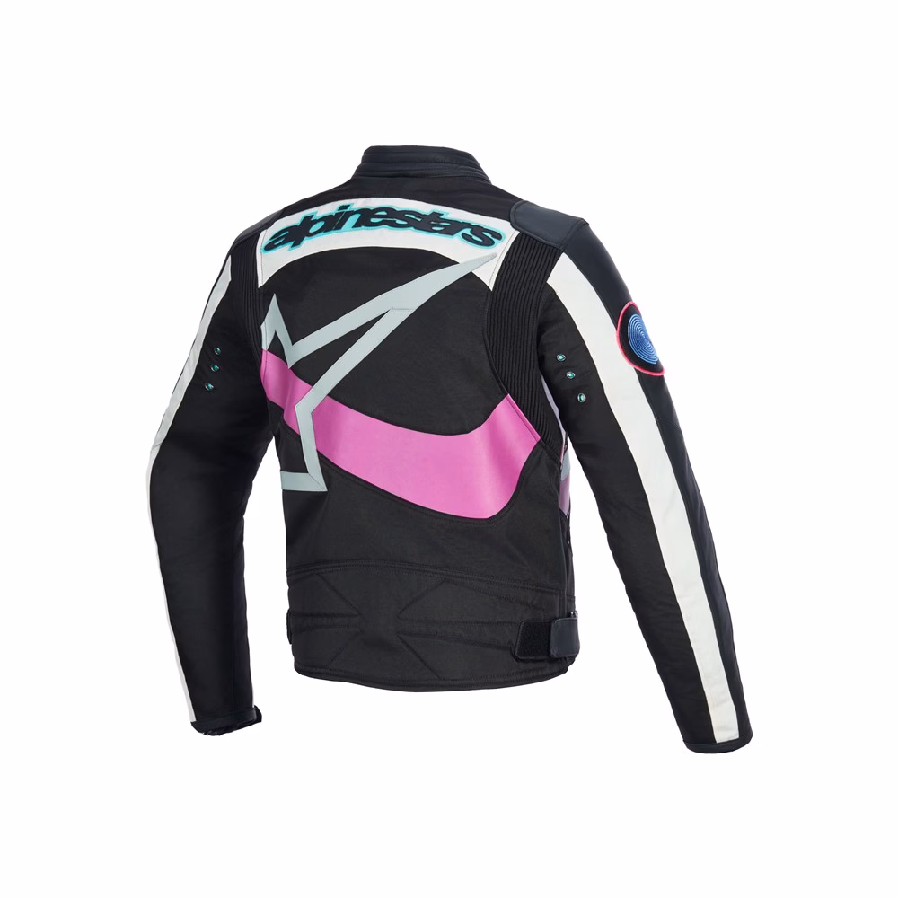Alpinestars Idles Leather/Textile Road Jacket Black/Off White/Purple