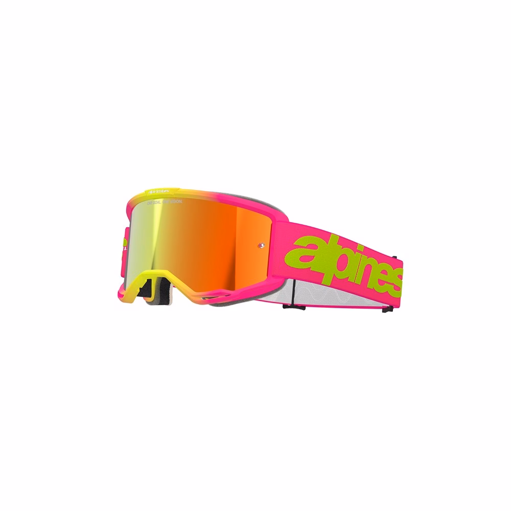 Alpinestars Vision 5 Wordmark Motocross Goggle Pink/Fluoro Yellow - Mirror Red Lens