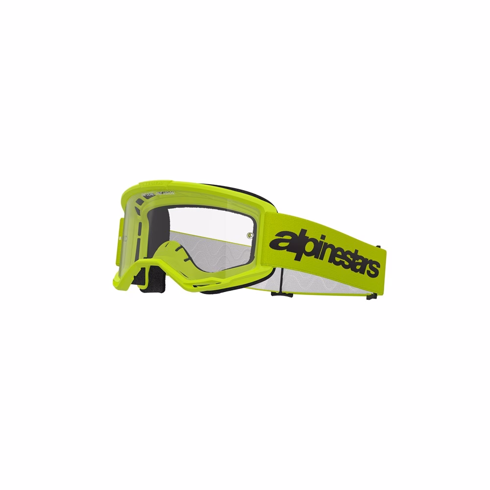 Alpinestars Vision 3 Wordmark Motocross Goggle Yellow Fluoro - Clear Lens