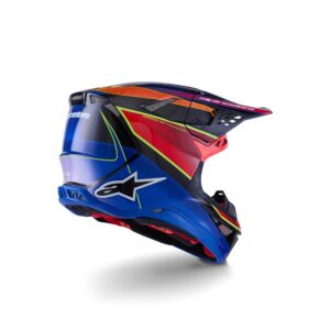Alpinestars Supertech S-M10 Motocross Helmet Era Blue/Red/Yellow Fluoro Gloss - Image 2