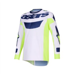 Alpinestars Racer Air Riway Motocross Jersey Light Gray/Yellow Fluoro/Blue - Image 1