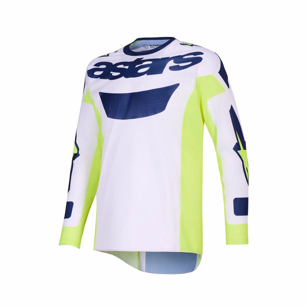Alpinestars Racer Air Riway Motocross Jersey Light Gray/Yellow Fluoro/Blue