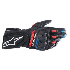 Alpinestars Honda SP-8 v3 Road Gloves Black/Bright Red/Blue - Image 1