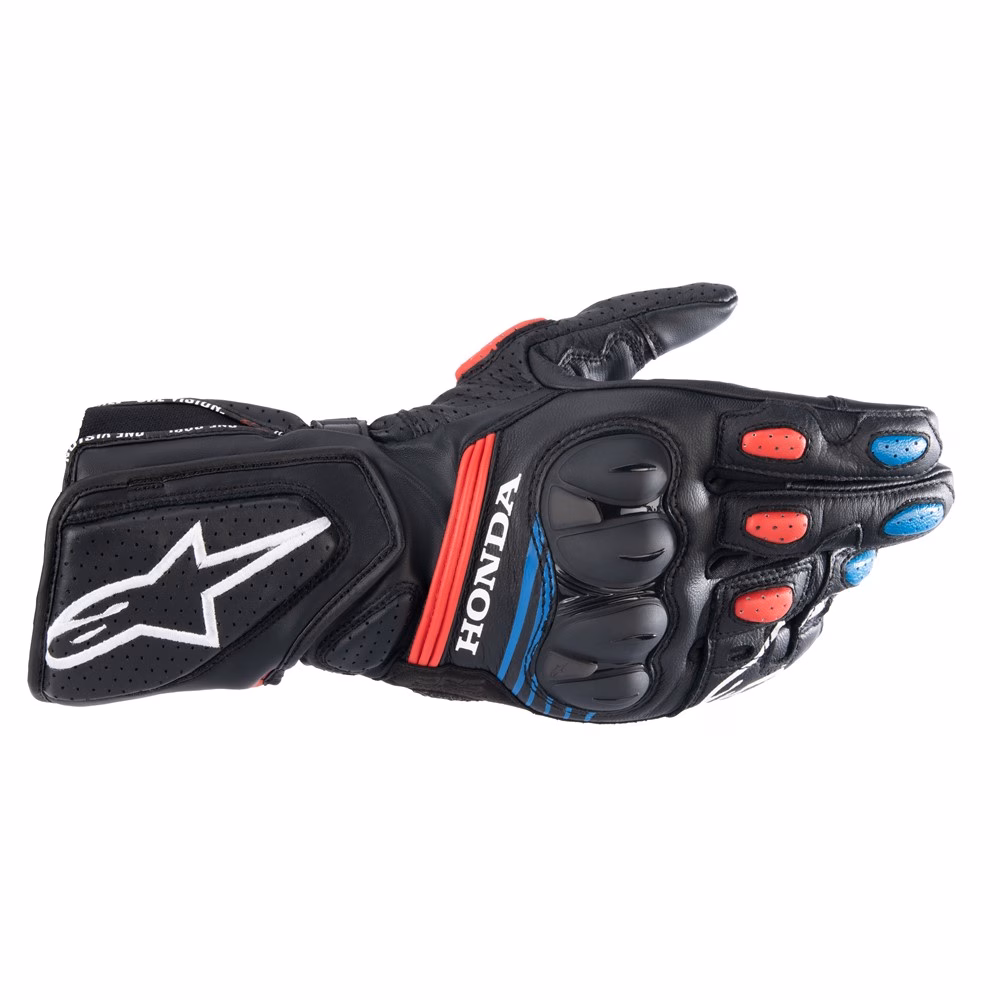 Alpinestars Honda SP-8 v3 Road Gloves Black/Bright Red/Blue