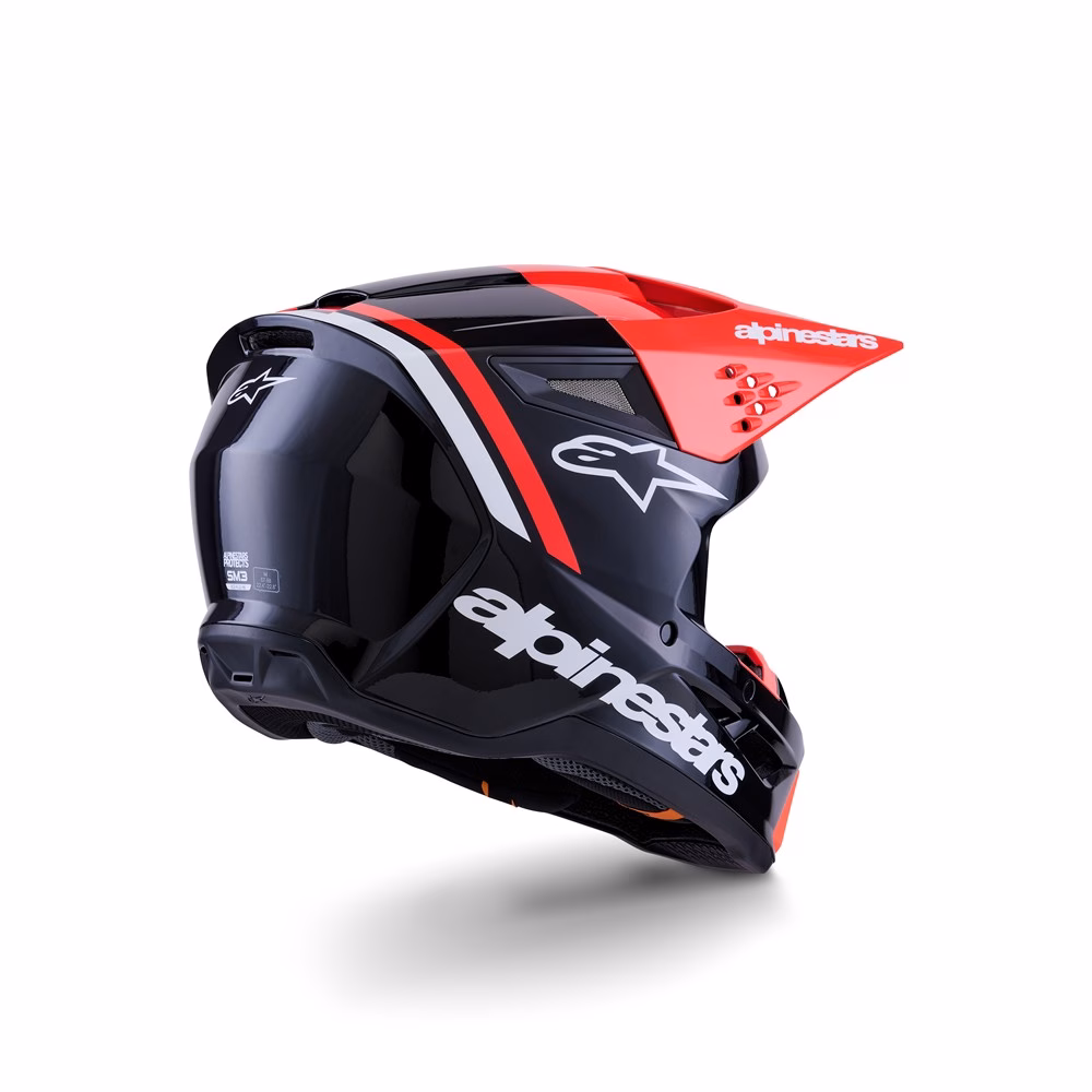Alpinestars S-M3 Radium Motocross Helmet Black/Red Fluoro/White Gloss