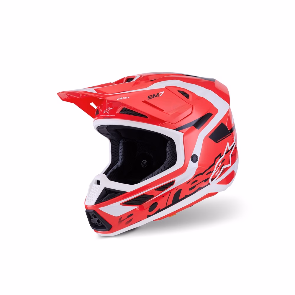 Alpinestars S-M7 Deed Motocross Helmet Red/Black/White Gloss