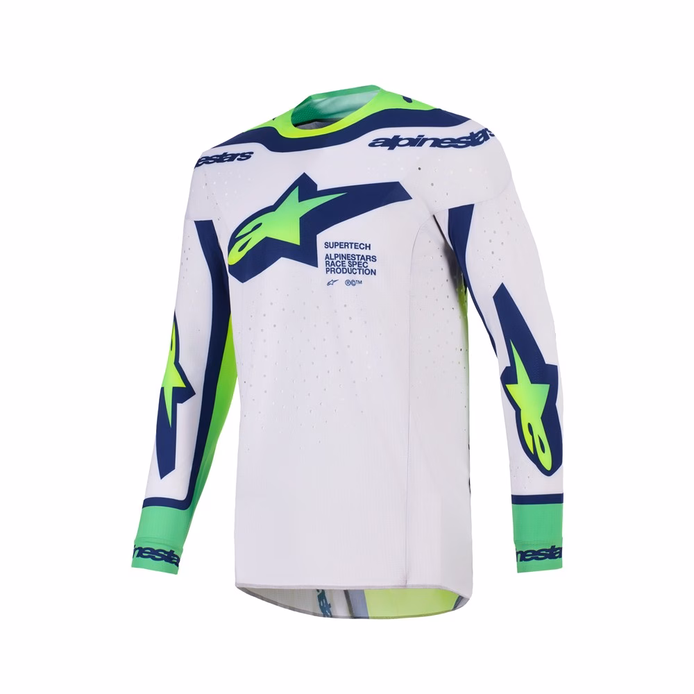 Alpinestars Supertech Vista Motocross Jersey Light Gray/Yellow Fluoro/Blue