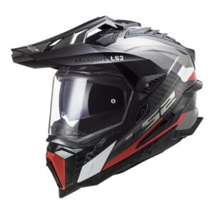 LS2 MX701 Explorer Carbon Frontier Adventure Helmet Titanium / Red - Image 9