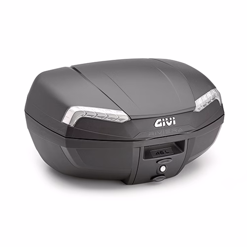 GIVI MONOLOCK TOP BOX 46LT RIVIERA BLACK TECH REFLECTORS
