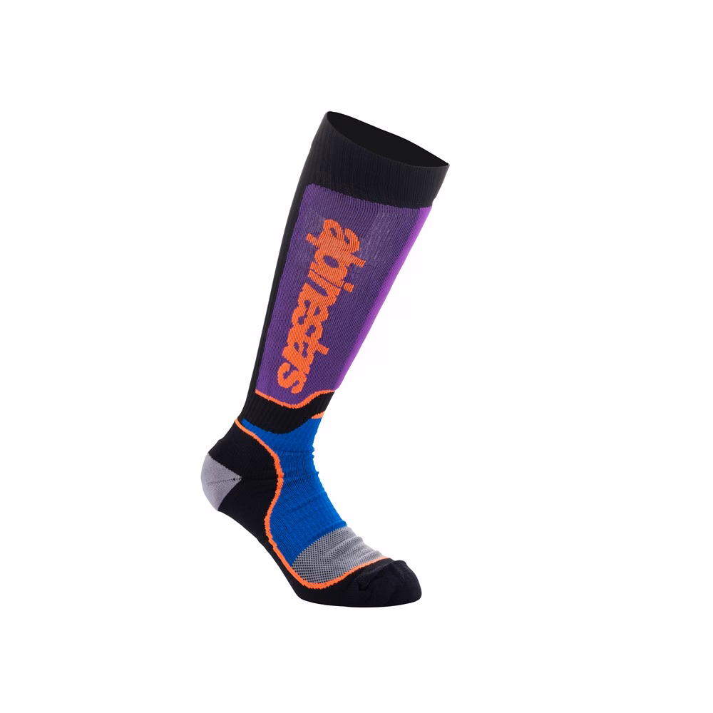 Alpinestars Youth MX Plus Socks Black/Royal Blue/Purple