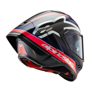 Alpinestars Supertech R10 Road Helmet Team Black Carbon/Red Fluoro/Dark Blue Matte - Image 6