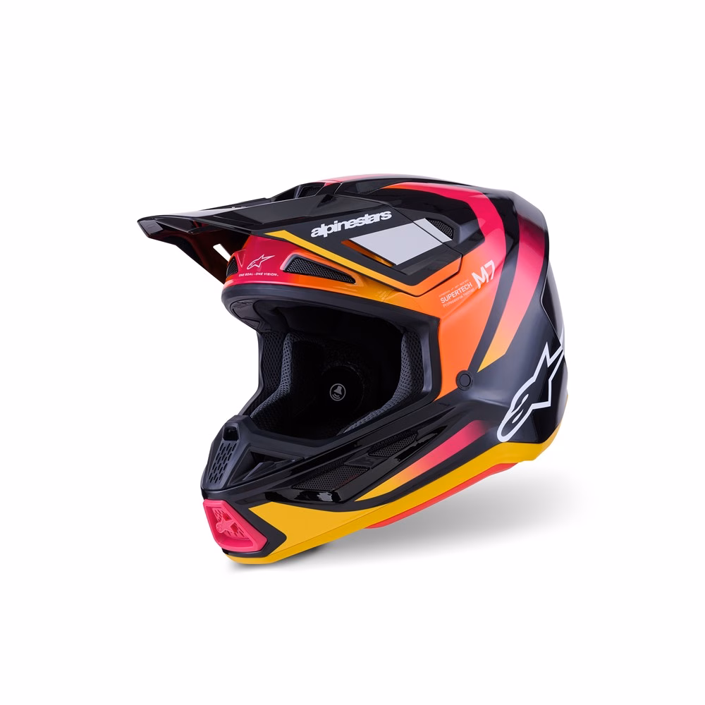 Alpinestars S-M7 Rise Motocross Helmet Black/Yellow Fluoro/Pink Gloss