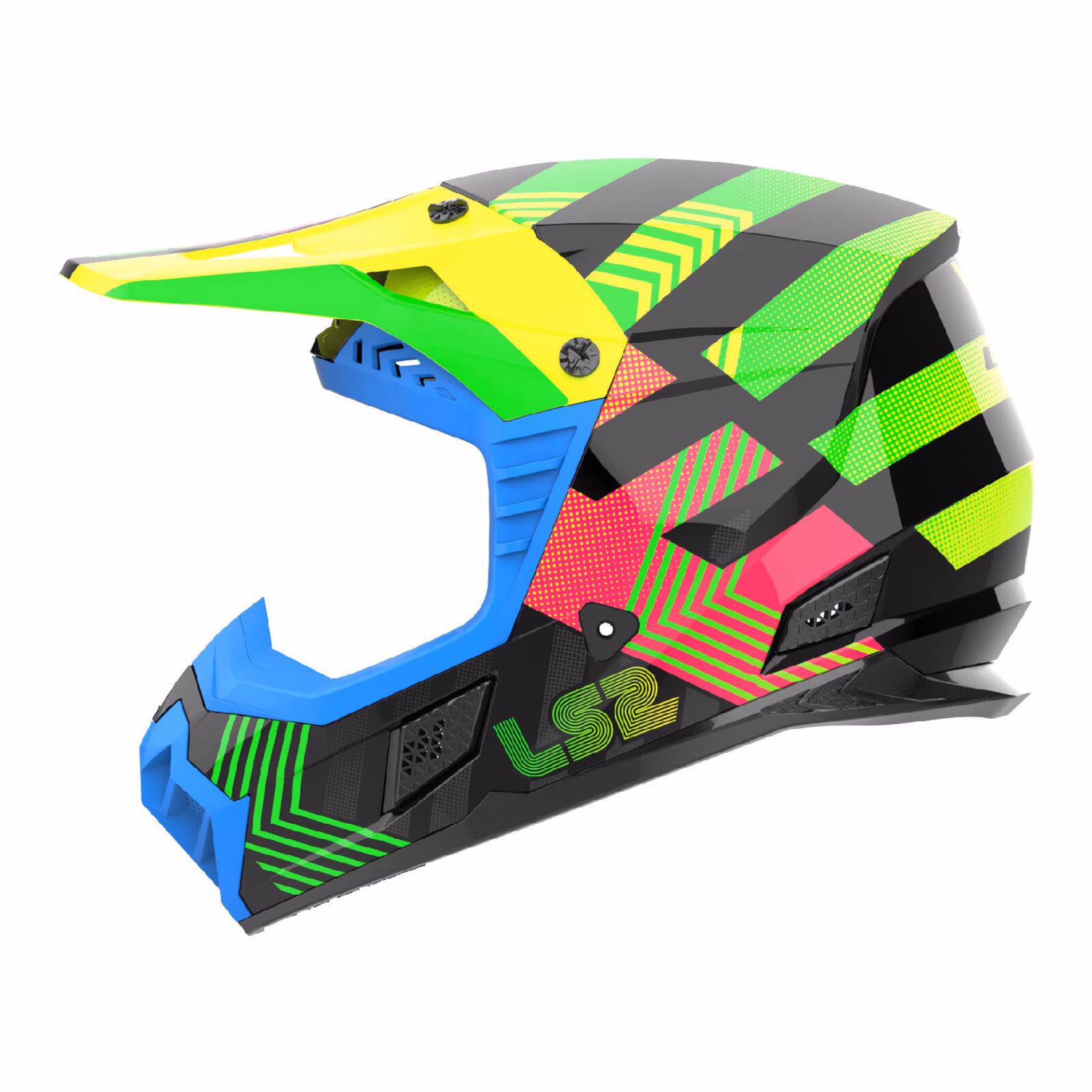 LS2 MX706J COZ Motocross Helmet Youth Chromatic Black / Hi-Vis Pink - Image 1