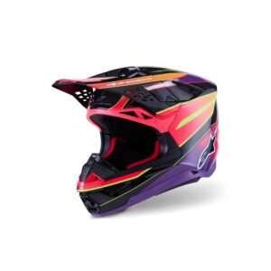 Alpinestars Supertech S-M10 Motocross Helmet Pink/Violet/Yellow Fluoro Gloss - Image 1