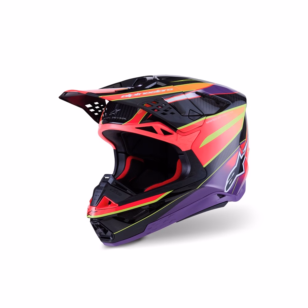 Alpinestars Supertech S-M10 Motocross Helmet Pink/Violet/Yellow Fluoro Gloss
