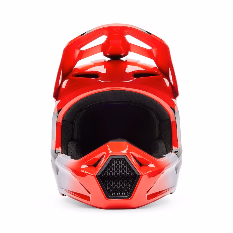 Fox V1 Shield Motocross Helmet Fluro Red