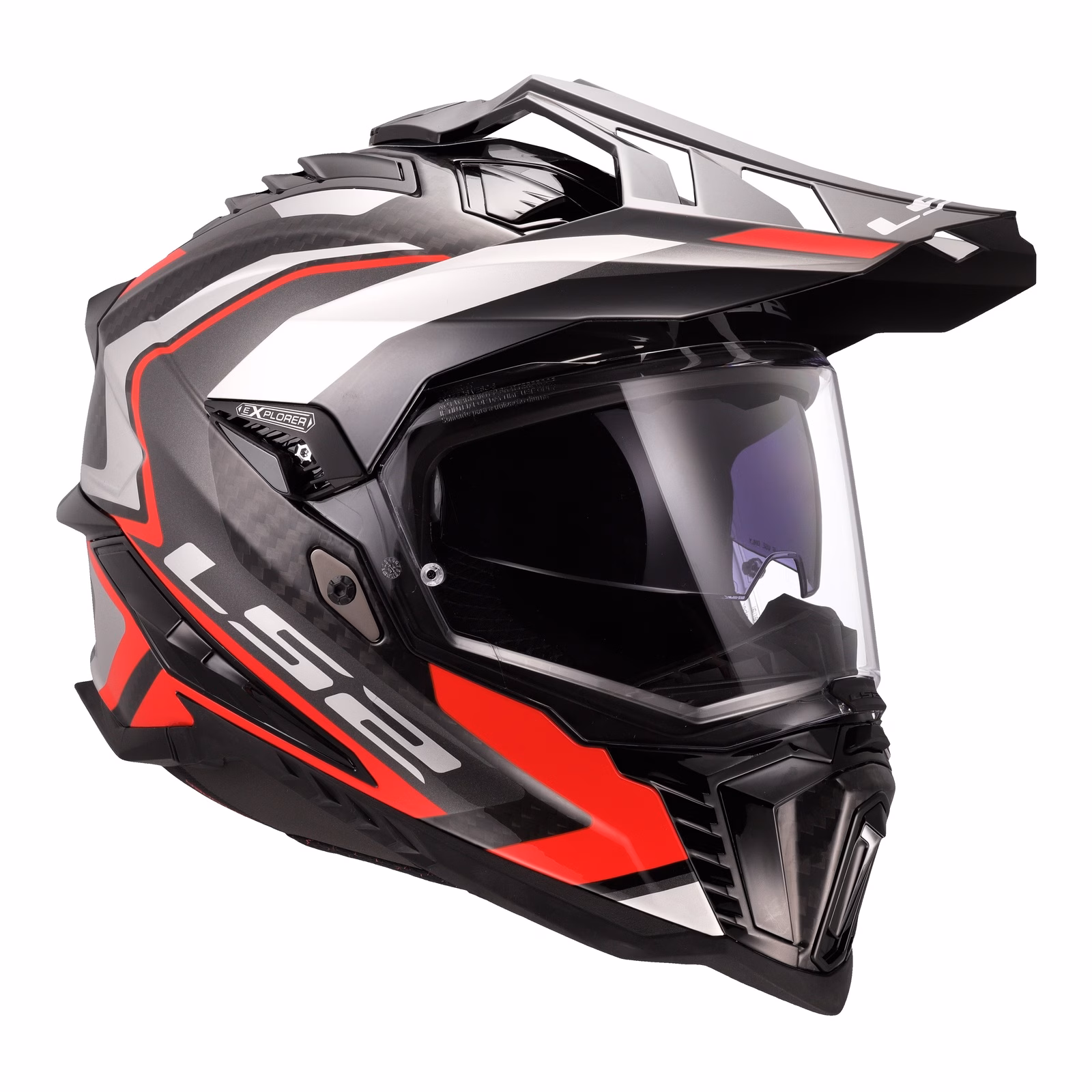 LS2 MX701 Explorer Carbon Frontier Adventure Helmet Titanium / Red - Image 7