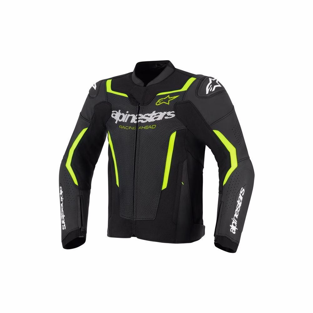 Alpinestars GP Force v2 Leather Jacket Airflow Black/Yellow Fluoro