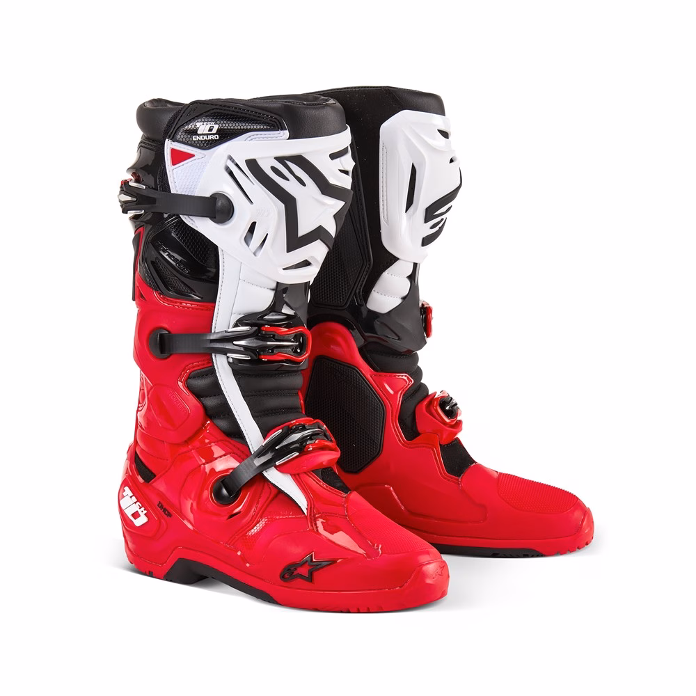 Alpinestars Tech-10 Enduro Motocross Boots Bright Red/Black/White