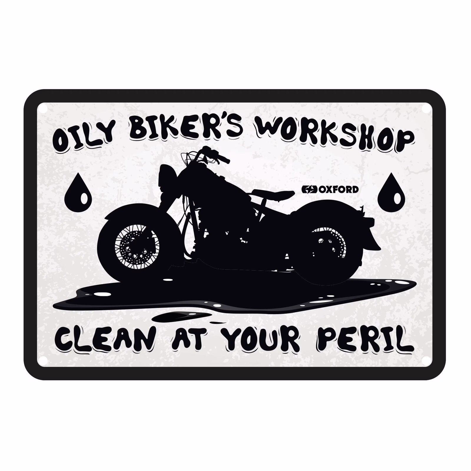 Oxford Garage Metal Sign: "Oily Biker's Workshop" - Image 1