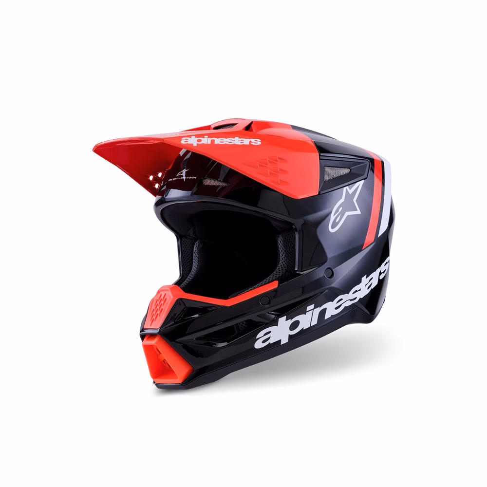 Alpinestars S-M3 Radium Motocross Helmet Black/Red Fluoro/White Gloss