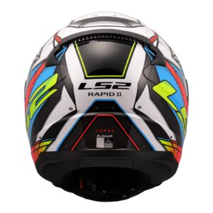 LS2 FF353 Rapid II XDron Road Helmet - White / Hi-Vis Orange / Blue - Image 4