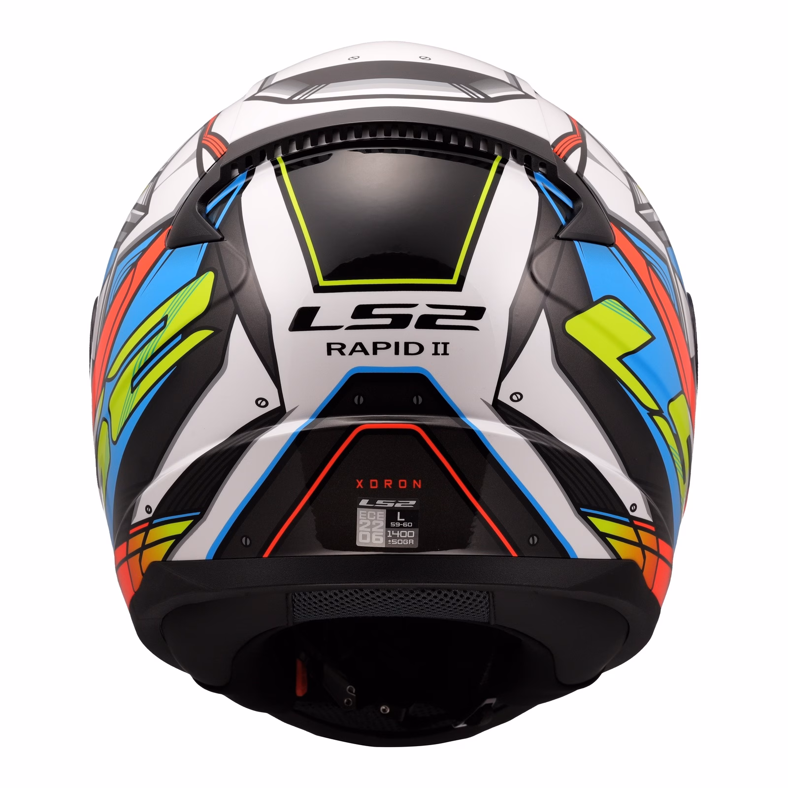 LS2 FF353 Rapid II XDron Road Helmet - White / Hi-Vis Orange / Blue - Image 4