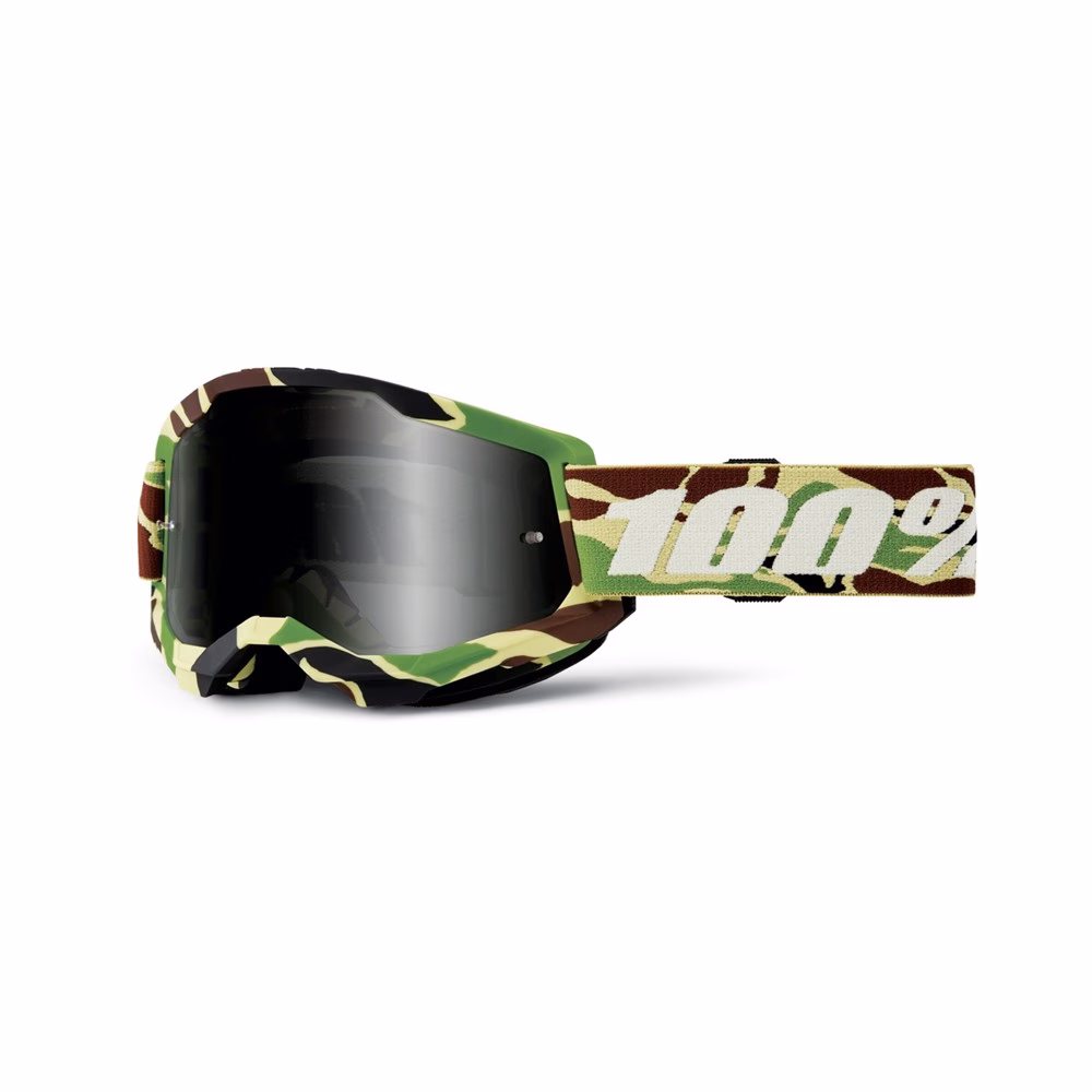 100% Strata 2 Sand Motocross Goggles War Camo - Smoke Lens