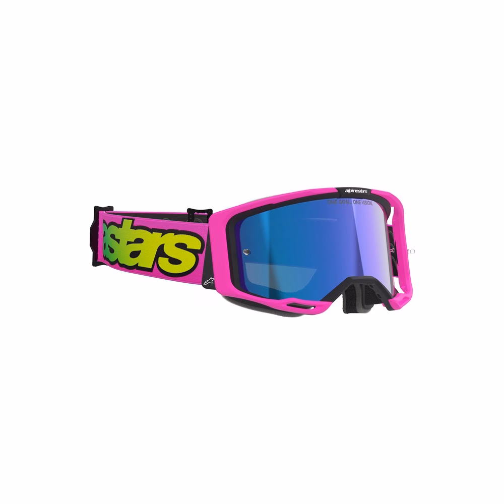 Alpinestars Vision 8 Vista Goggle Pink Fluoro/Yellow Fluoro - Mirror Blue Lens