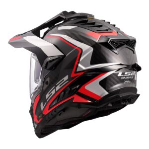 LS2 MX701 Explorer Carbon Frontier Adventure Helmet Titanium / Red - Image 3