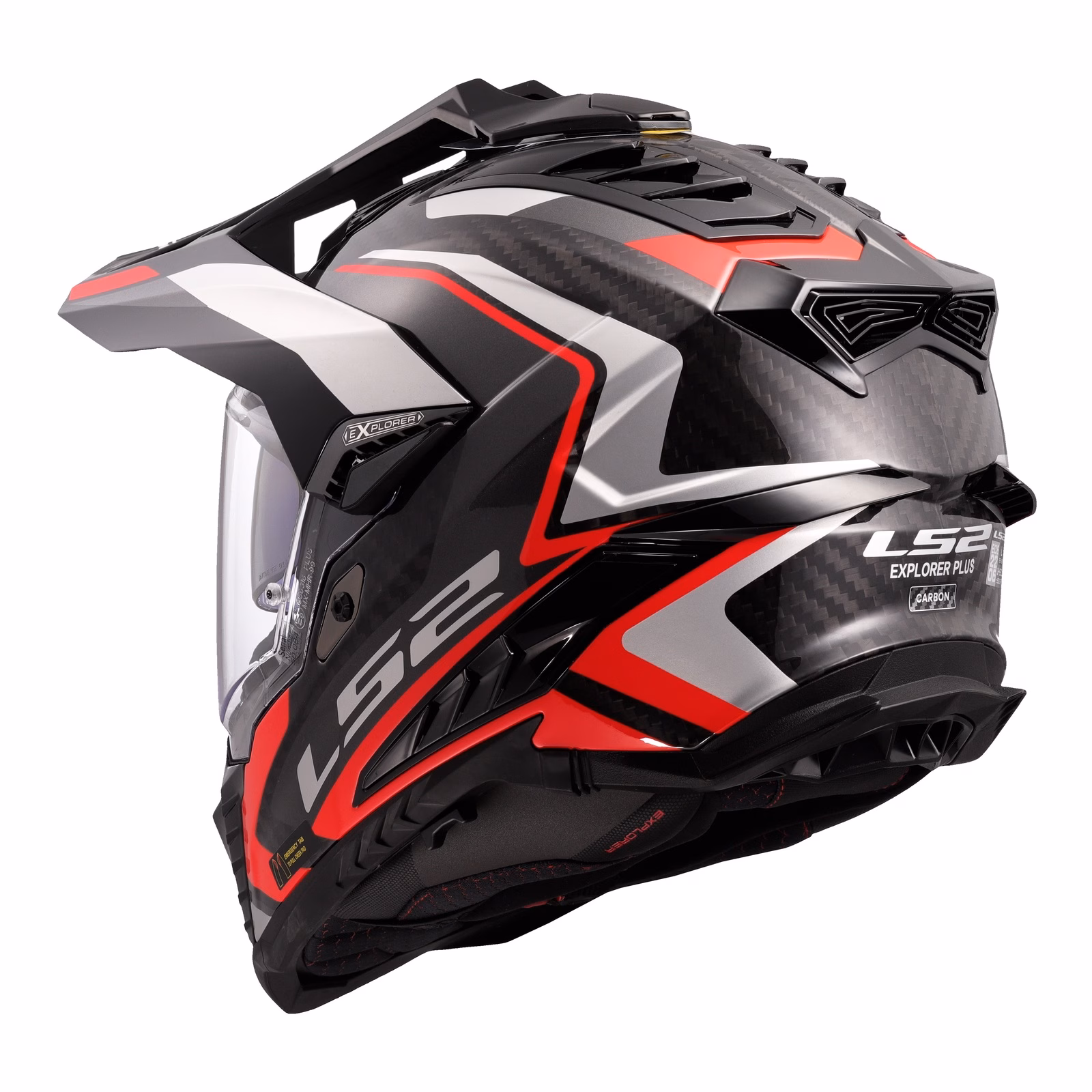 LS2 MX701 Explorer Carbon Frontier Adventure Helmet Titanium / Red - Image 3