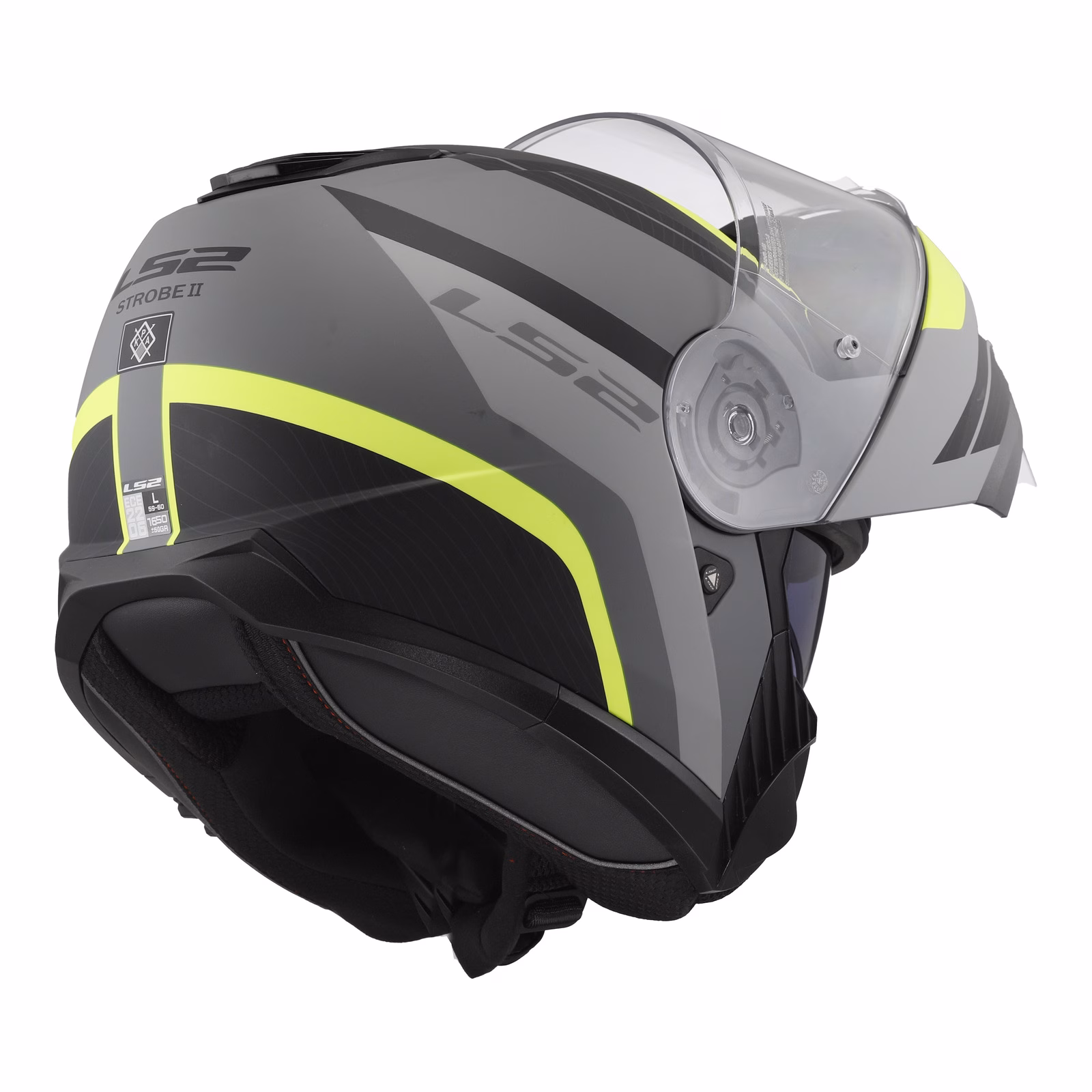 LS2 FF908 Strobe II Monza Flip Front Helmet Matte Black / Hi-Vis Yellow - Image 8