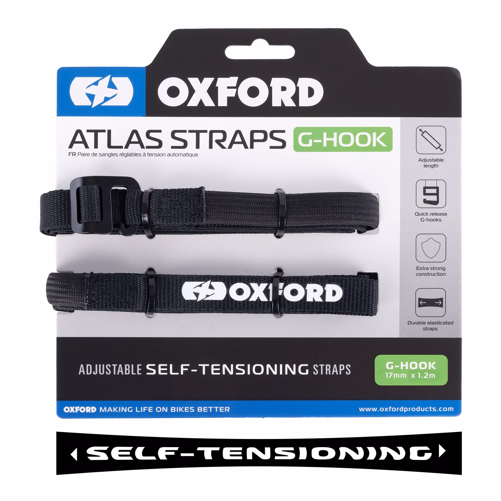 Oxford Atlas G-Hook 17mm x 1.2m - Black (Pair) - Image 1