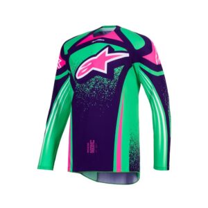 Alpinestars Techstar Nomur Motocross Jersey Deep Purple/Green/Pink Fluoro - Image 1