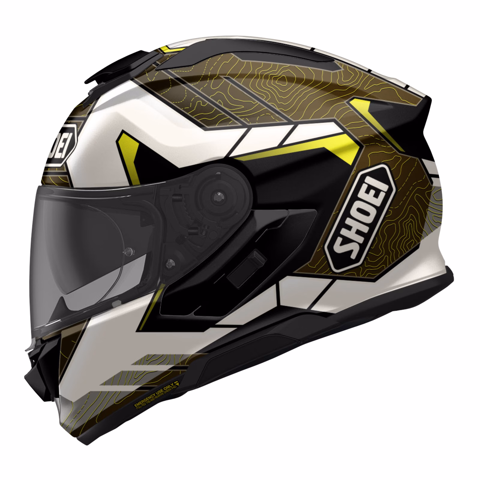 Shoei GT-Air 3 Hike TC-11 Road Helmet White / Brown / Hi-Vis Yellow - Image 1