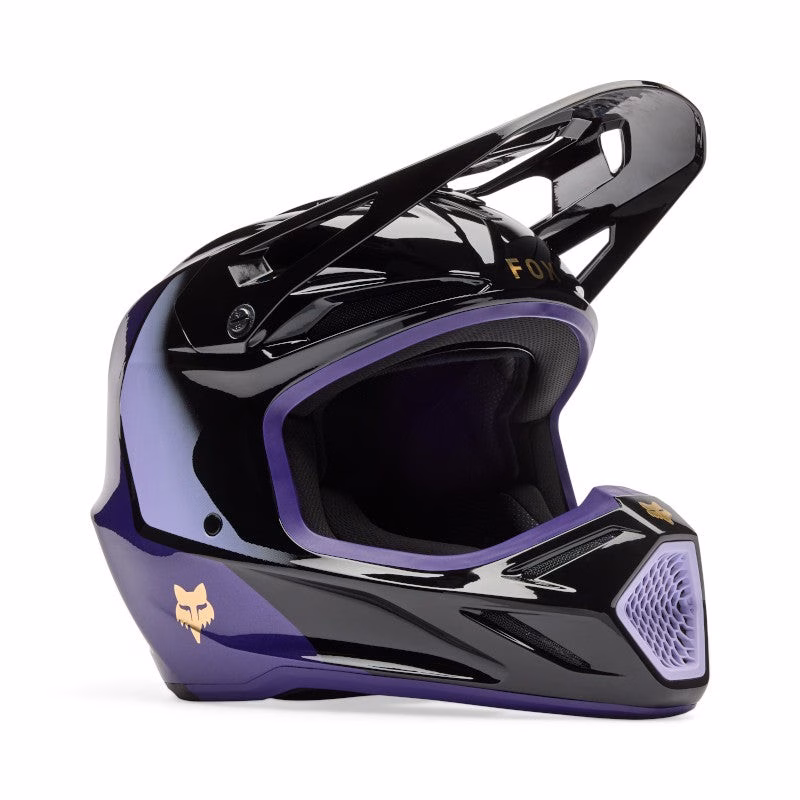 Fox V3 Drip Motocross Helmet Black/Purple