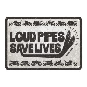 Oxford Garage Metal Sign: "Loud Pipes Save Lives" - Image 1